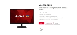 ViewSonic 27” Office Business, Super Clear IPS, 4ms 100hz, Ultra Slim Bezel, FHD, DP, HDMI, Adaptive Sync, Dual Speakers. VESA 100. 3Yrs AR. Monitor MNV-VA2732-MHD100