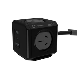 Allocacoc PowerCube Extended 4 Outlets 2 USB-A + 1 USB-C PD 20W with Surge 1.5M Black (11407-AUEUAC)