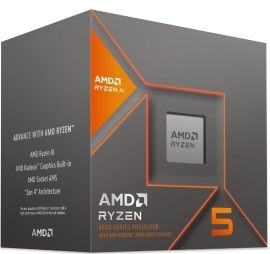 AMD Ryzen 5 8600G 6Cores/12Threads, 65 watts, Max Freq 5.050Ghz, 24MB Cache, Wraith Stealth Cooler, Radeon™ Graphics 100-100001237BOX