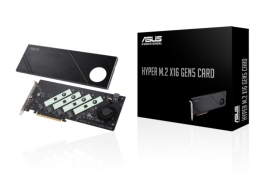ASUS HYPER M.2 X16 GEN5 CARD (PCIe 5.0/4.0) Supports up to Ffour NVMe M.2 (2242/2260/2280/22110) devices at up to 512 Gbps HYPER M.2 X16 GEN 5 CARD