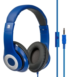 Verbatim's Over-Ear Stereo Headset - Red Headphones - Ideal for Office, Education, Business, SME (BLUE) 65068
