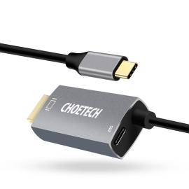 CHOETECH XCH-M180-GY-V2 Unidirectional Adapter USB-C (male) to HDMI 4K 60Hz (male) + PD100W Power Delivery 1.8M