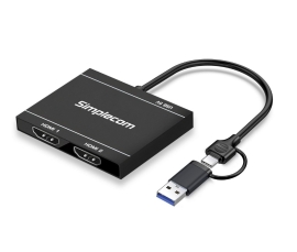 Simplecom DA327 USB 3.0 or USB-C to Dual HDMI Display Adapter for 2x 1080p Extended Screens DA327
