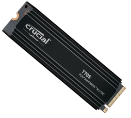 Crucial T705 2TB Gen5 NVMe SSD Heatsink - 14500/12700 MB/s R/W 1200TBW 1550K IOPs 1.5M hrs MTTF DirectStorage for Intel 14th Gen & AMD Ryzen 7000 CT2000T705SSD5