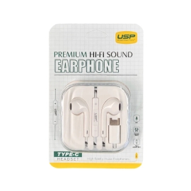 USP Earphones Type-C with Controller Compatible With All Samsung and iPhone 15 Series (Support Phone Calls) 6.97655E+12