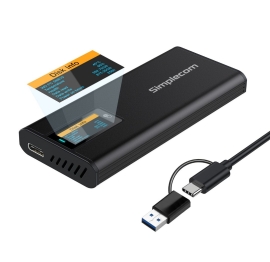 Simplecom SE530 NVMe / SATA M.2 SSD to USB-C Enclosure with SMART LED Screen USB 3.2 Gen 2 10Gbps SE530