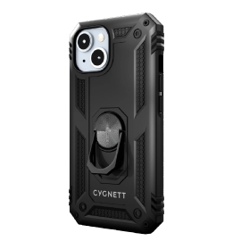 Cygnett Apple iPhone 15 (6.1") Rugged Case - Black (CY4632CPSPC), Integrated kickstand, Secure and magnetic disk mount, 6ft drop protection CY4632CPSPC
