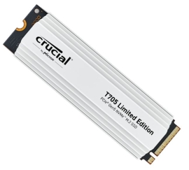Crucial T705 2TB Gen5 NVMe SSD White Heatsink - 14500/12700 MB/s R/W 1200TBW 1550K IOPs 1.5M hrs MTTF DirectStorage for Intel 14th Gen AMD Ryzen CT2000T705SSD5A