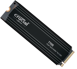 Crucial T705 4TB Gen5 NVMe SSD Heatsink - 14100/12600 MB/s R/W 2400TBW 1500K IOPs 1.5M hrs MTTF DirectStorage for Intel 14th Gen & AMD Ryzen 7000