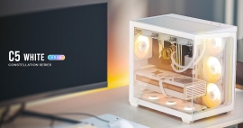 Antec C5 ARGB ATX, mATX Seamless Edge to Edge, White Gaming Case, 270 degrees, 7x ARGB + PWM Controller, 4090 Back Connect Motherboard, Dual Chamber C5 ARGB White