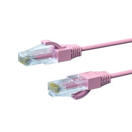 0.25m CAT6A THIN U/UTP LSZH 28 AWG RJ45 Network Cable | Pink