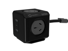 PowerCube 4 Power Outlet 2 USB A and 1 USB C 20W charging outlets | 1.5m Black