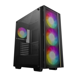 DeepCool MATREXX 55 MESH V4 C Full Tempered Glass Side Panel ATX Case. Front top USB3.0, (Type-C) Pre-Installed 3 140mm ARGB PWM Fans, 1 120mm ARGB