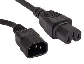 4cabling 0.5m IEC C14 to C15 High Temperature Extension Cable | Black - 011.180.1105