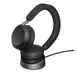 Jabra Evolve2 75 USB-A Link380a MS Stereo Stand Black, 8-Mic Technology, 36 Hours Battery & Fast Charge, Dual-Foam Tech, Discreet Hide-Away Boom Arm 27599-999-989