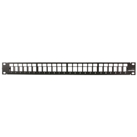 LEVITON | 1RU 24-Port Flat QUICKPORT Patch Panel *Cable Management Bar Included* | Black - LE-49255-H24