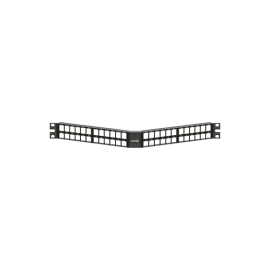 LEVITON | 1RU 48-Port Angled QUICKPORT™ High-Density Patch Panel | Black - LE-49256-D48