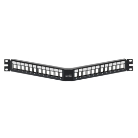 LEVITON | 1RU 24-Port Angled QUICKPORT™ Patch Panel | Black - LE-49256-H24