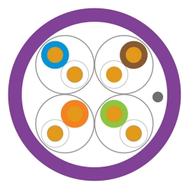 LEVITON | Cat 6A 23AWG U/FTP LSHF/LSZH EuroClass Eca Cable | 500m Reel Violet - LE-AC6U/FTP-HF1-Eca-500VT