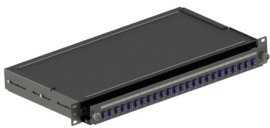 LEVITON | Optical Panel Loaded with 24 LC Duplex Singlemode Adapters | Black - LE-FPCC1SXSM48LC2