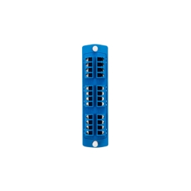 LEVITON | SDX Precision Molded Plate | Single Mode OS1/2, Quad LC, 24 Fibres, Zirconia Ceramic Sleeve | Blue - LE-5F100-4LL