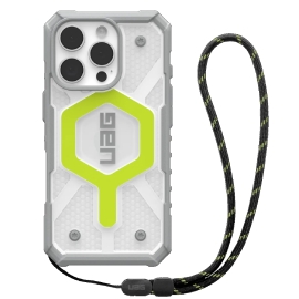 UAG Pathfinder Clear MagSafe Apple iPhone 16 Pro (6.3") Rugged Case + Black Neon Lanyard - Active Neon (1144641BV01), 10 Years Warranty 1144641BV01