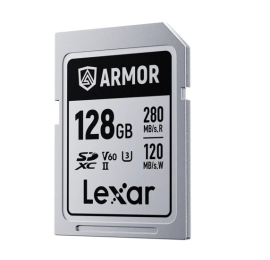 Lexar Professional ARMOR SILVER PRO 128GB SDXC™ UHS-II Card up to 280MB/s read, up to 120MB/s write, Stainless steel, Rated IP68, 5-meter drop proof LSDAMSP128G-RNNNG