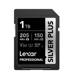 Lexar Professional SILVER PLUS 1TB SDXC™ UHS-I Card speeds of up to 205MB/s and 150MB/s and supports seamless recording of FULL-HD and 4K videos LSDSIPL001T-BNNNG