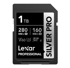 Lexar Professional SILVER PRO 1TB SDXC™ UHS-II Card 1TB—C10, UHS-II(U3), V60, Silver Pro, up to 280MB/s read, 160MB/s write LSDSIPR001T-BNNNG