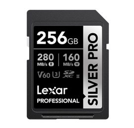Lexar Professional SILVER PRO 256GB SDXC™ UHS-II Card 256GB—C10, UHS-II(U3), V60, Silver Pro, up to 280MB/s read, 160MB/s write LSDSIPR256G-BNNNG