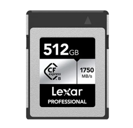 Lexar Professional CFexpress™ Type B card Silver Series 512GB—Up to 1750MB/S read, up to 1300MB/s write,minimum sustained write speed 850MB/s1 LCXEXSL512G-RNENG
