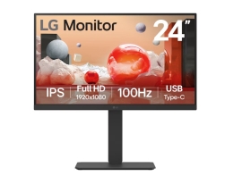 LG 24" IPS FHD 1920 x 1080, USB-C 65w PD, 100Hz 5ms, AMD FreeSync 16:9 Tilt/Height/Swivel/Pivot (Bi-direction) adjustable stand, 3yrs Monitor 24BA750-B