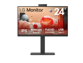 LG 24" IPS FHD Webcam, USB-C 65W PD, RJ45 100Hz 5ms 1920 x 1080, FreeSync 16:9 Tilt/Height/Swivel/Pivot (Bi-direction) adjustable stand, 3yrs Monitor 24BA850-B