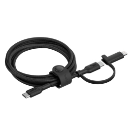 Belkin BoostCharge Pro 2-in-1 Cable With USB-C and Lightning Connector - Black (CAC003fq1.5MBK), 480Mbps, Lightning Connector Adaptor,2 Years Warranty CAC003fq1.5MBK