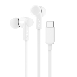 Belkin SoundForm Headphones With USB-C Connector (USB-C Headphones) - White (G3H0002fqWHV2), Sweat and Splash Resistance, Built-In Microphone, 2YR G3H0002fqWHV2