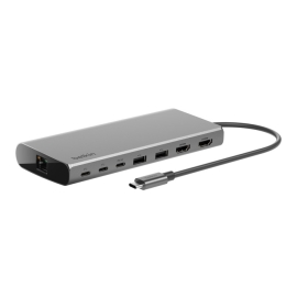 Belkin Connect Universal USB-C 8-in-1 Core Hub, Space Grey - (INC015btSGY-CZ), 100W of Pass-Through Power, Dual Display, USB-C & USP-A Ports INC015BTSGY-CZ