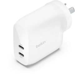 Belkin BoostCharge Pro Dual USB-C Wall Charger with PPS 60W - White (WCB010auWH), 2XUSB-C (PD 3.1)(30W),Compact & Travel Ready,Fast Charger,Laptop,2YR WCB010auWH