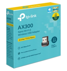 TP-Link Archer TX1U Nano AX300 Nano Wi-Fi 6 Wireless USB Adapter , 287 Mbps at 2.4 GHz , Internal Antennas, USB 2.0 , MU-MIMO, OFDMA Archer TX1U Nano