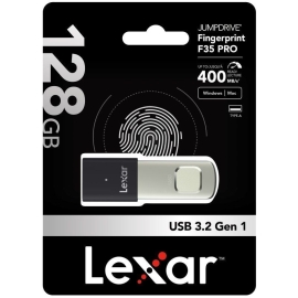 Lexar F35 PRO 128GB JumpDrive Fingerprint USB 3.2 Gen 1, up to 400MB/s read, 300MB/s write transfer content between your USB Type-CTM and Type-A devi LJDF35P128G-RNBNG