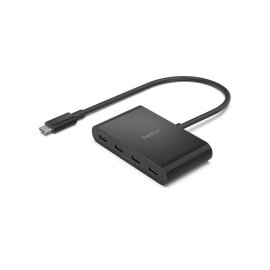 Belkin Connect USB-C to 4-Port USB-C Hub - Black (AVC018btBK), Achieve Up to 10Gbps Transfer Speeds, 100W PD, No Drivers Needed, 2 Years Warranty AVC018btBK