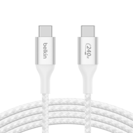 Belkin BoostCharge USB-C to USB-C Cable 2M - White (CAB015bt2MWH), 240W, 480Mbps, 30K bend, Samsung Galaxy,iPad,MacBook,Google, OPPO, 2 Years Warranty CAB015bt2MWH