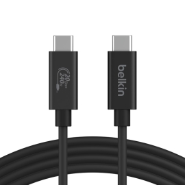 Belkin Connect USB4 Cable (2M/6.6ft) Black - (INZ004BT2MBK), Thunderbolt 4,Thunderbolt 3, USB 3.2, USB 3.0,& USB 2.0 Devices Up To 20 Gbps Speed INZ004BT2MBK