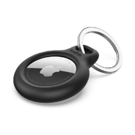 Belkin Secure Holder With Key Ring for AirTag - Black(F8W973btBLK),Advanced Scratch Protection For Your AirTag,Twist and Lock Design, 2 Years Warranty F8W973btBLK