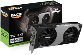 INNO3D nVidia GeForce RTX 5060 Ti TWIN X2 16GB GDDR7, 2572MHz Boost Clock, RAM 28Gbps, 3xDP, 1xHDMI N506T2-16D7-191073N
