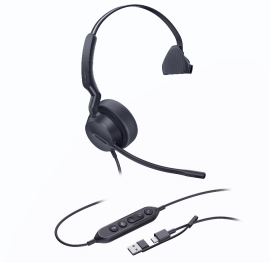 Yealink UH44 Mono Teams USB-C/A Microsoft Certified USB Wired Headset, Dual Noise-Canceling Microphones, 35mm Speaker, Busylight Leather Ear Cushions UH44-M-MS-CA