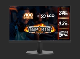 AOC 23.8" IPS 1920 × 1080 FHD, 240Hz, HDR10, 0.3ms,Adaptive Sync,HDMI 2.0 × 1, DisplayPort 1.4 × 1, Gaming Monitor 24G11ZE