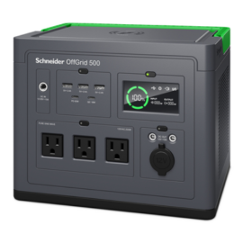 APC OffGrid Portable Power Station 500, 120V, 517Wh Lithium-ion, LCD, 3 NEMA, Sinewave, 3 USB-A, 2 USB-C, Wireless Charger PPS500-AZ