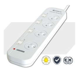 Generic Sansai 4 Way Powerboard 4 Outlet 10A 240V Individually Switched 2 extra spaced sockets 1M Length PAD-054SW