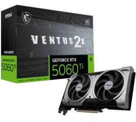 MSI nVidia GeForce RTX™ 5060 Ti 16G VENTUS 2X OC PLUS, PCI Express® Gen 5 x16, Boost: 2602 MHz, CUDA 4608 Units, 16GB GDDR7, HDMI™ x 1 GeForce RTX 5060 Ti 16G VENTUS 2X OC PLUS