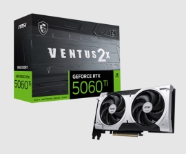 MSI nVidia GeForce RTX™ 5060 Ti 8G VENTUS 2X PLUS, PCI Express® Gen 5 x16 (uses x8), Boost: 2572 MHz, CUDA 4608 Units, 8GB GDDR7, HDMI™ x 1 GeForce RTX 5060 Ti 8G VENTUS 2X PLUS